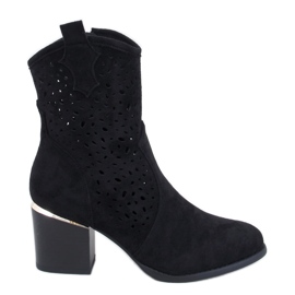 Antares Fekete áttört velúr cowboy csizma