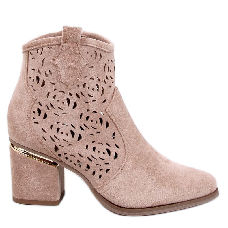 Donovan Khaki áttört magas sarkú bokacsizma bézs