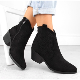 Női velúr áttört cowboy csizma, fekete S.Barski HY42-944 Női velúr áttört cowboy csizma, fekete S.Barski HY42-944