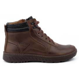 Olivier Férfi téli cipő, bőr bokacsizma 950MP, barna