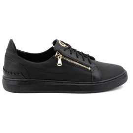 Férfi alkalmi cipő természetes bőrből POLBUT 2125, fekete