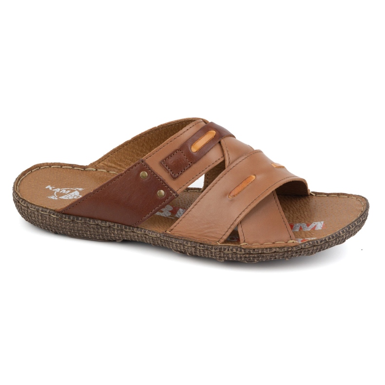 Kampol Férfi bőr keresztbőr flip-flop 201/14 barna