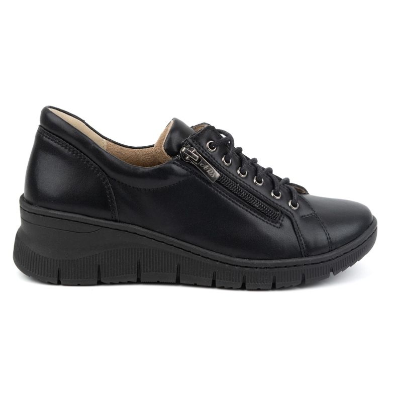 Olivier Női bőrcipő vastag talppal 1236, fekete