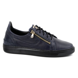 Természetes bőrből készült férfi alkalmi cipő POLBUT 2125, sötétkék