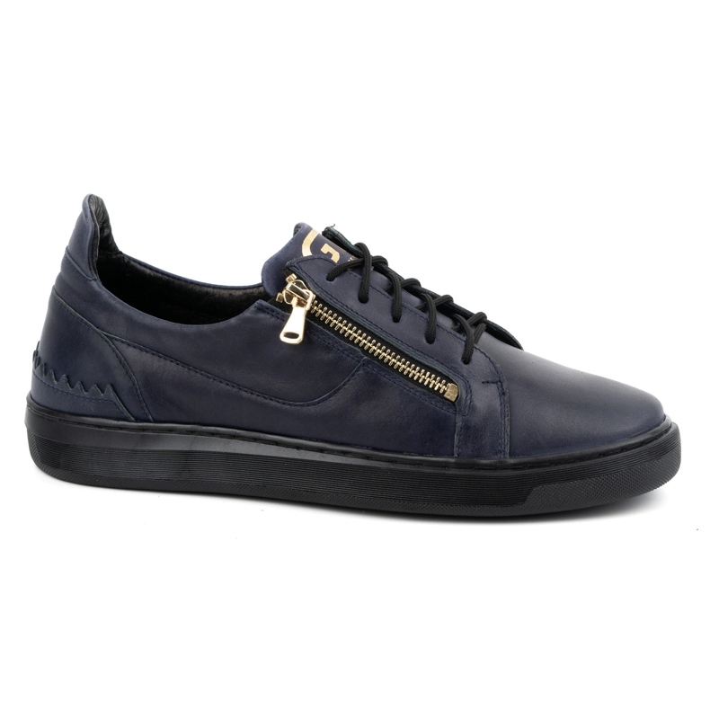 Természetes bőrből készült férfi alkalmi cipő POLBUT 2125, sötétkék