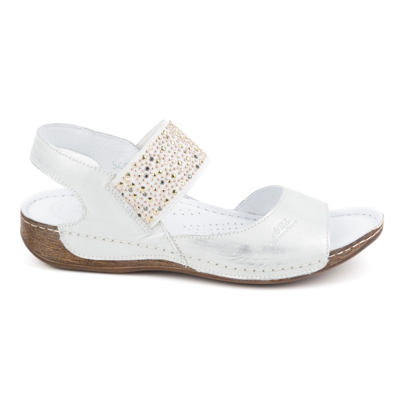 Olivier Női bőr szandál gumiszalaggal 0546, ezüst