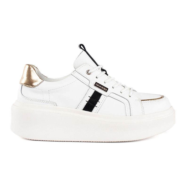 Bőr fehér platform tornacipő