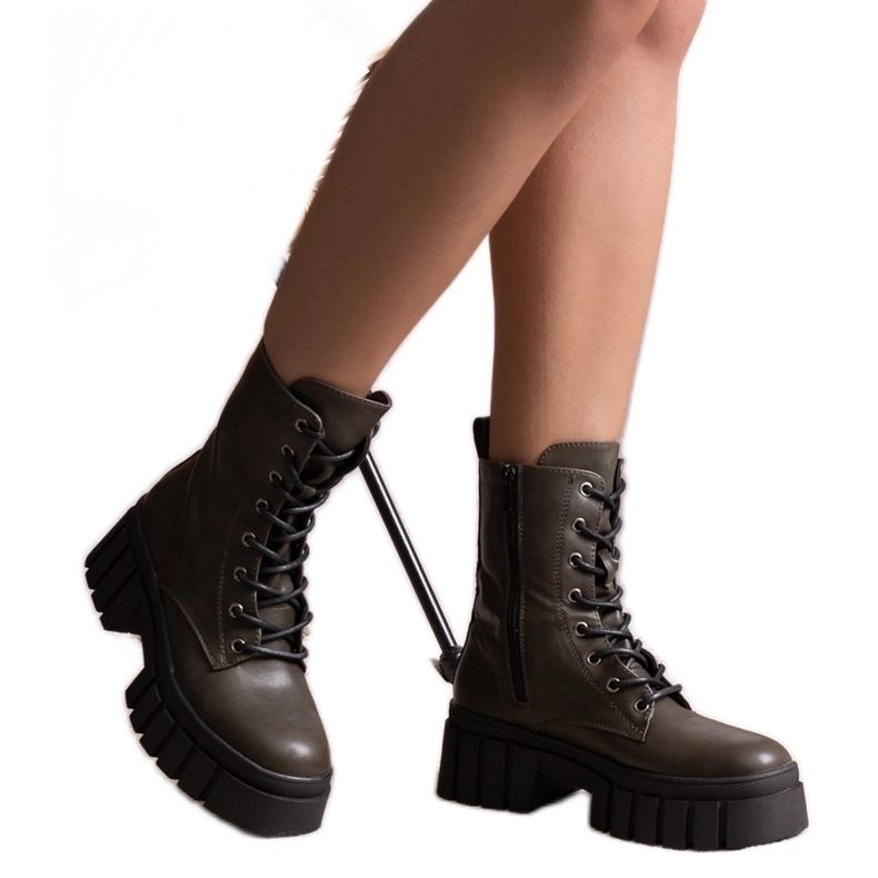 Zöld túrabakancs Kalinara öko bőrből