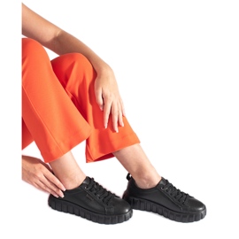 Fekete bőr platformcipő