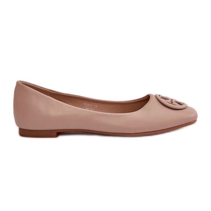 Női balerinacipő bézs Rhodike Eco bőr díszítéssel