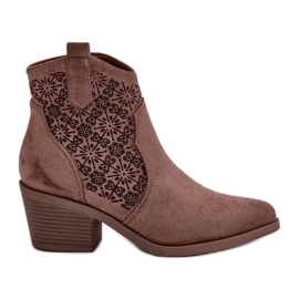 Áttört Cowboy csizma cipzárral Eco Velúr barna S.Barski HY42-944 Áttört Cowboy csizma cipzárral Eco Velúr barna S.Barski HY42-944