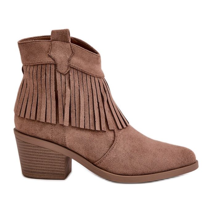 Női Cowboy csizma cipzárral Eco Suede barna S.Barski HY42-127