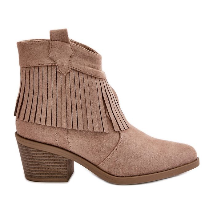 Női Cowboy csizma cipzárral Eco Suede bézs S.Barski HY42-127