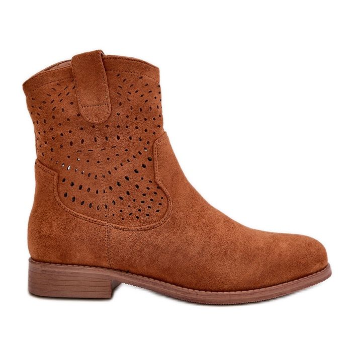 Női áttört csizma lapos sarkú Camel S.Barski HY42-135 barna Női áttört csizma lapos sarkú Camel S.Barski HY42-135 barna