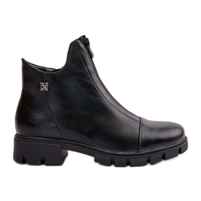 Szigetelt női csizma Eco bőrből, fekete Verietta