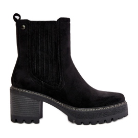 Női magassarkú csizma Eco velúrból, meleg fekete Nevitas