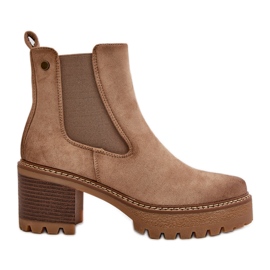 Női szigetelt csizma magas sarkú Eco Suede bézs Irissinae