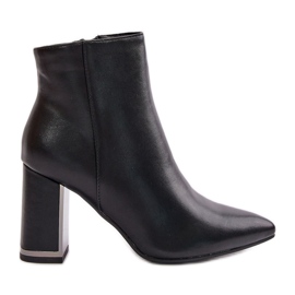 Női bokacsizma magas sarkon, cipzárral rögzítve, szigetelt Eco bőr, fekete mevair