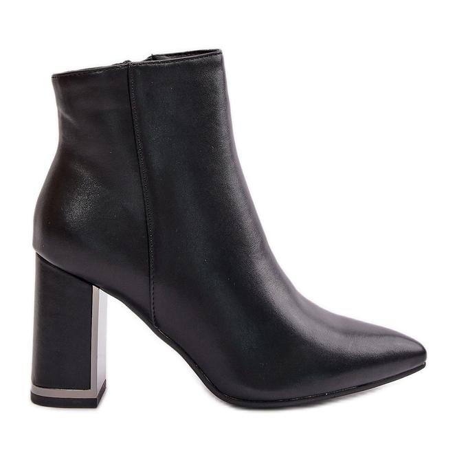 Női bokacsizma magas sarkon, cipzárral rögzítve, szigetelt Eco bőr, fekete mevair
