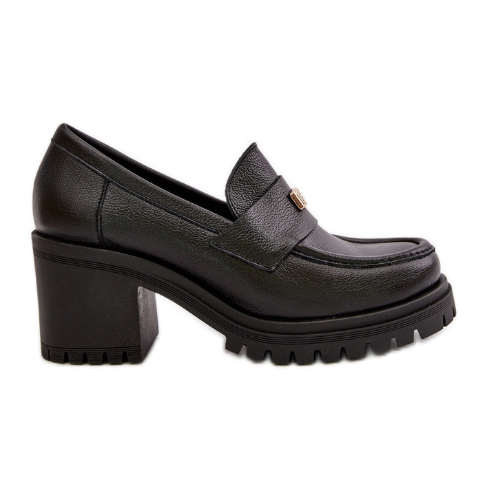 Zazoo 20168 elegáns női magassarkú cipő, természetes bőr, fekete