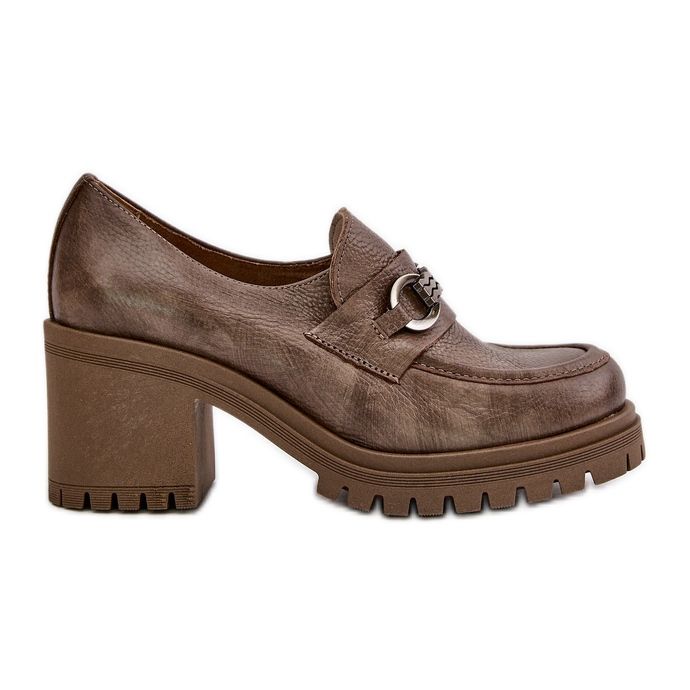 Zazoo 20175 női magassarkú cipő, természetes bőr, sötét bézs