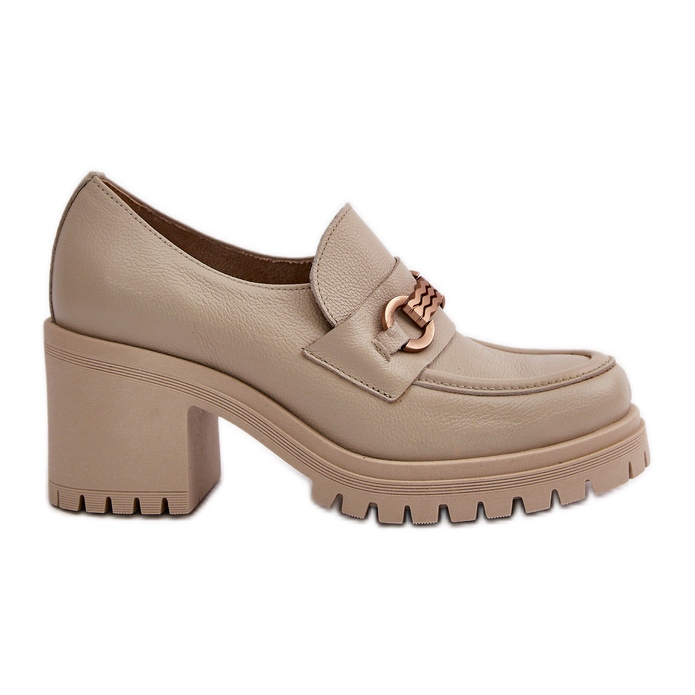 Zazoo 20175 női magassarkú cipő, természetes bőr, világos bézs