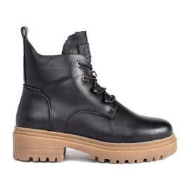 Fekete fűzős bokacsizma bézs színű talppal, Sergio Leone-tól