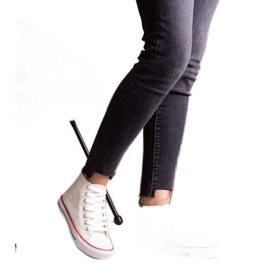 Ranifali fehér, magas tornacipő fényes hálóból