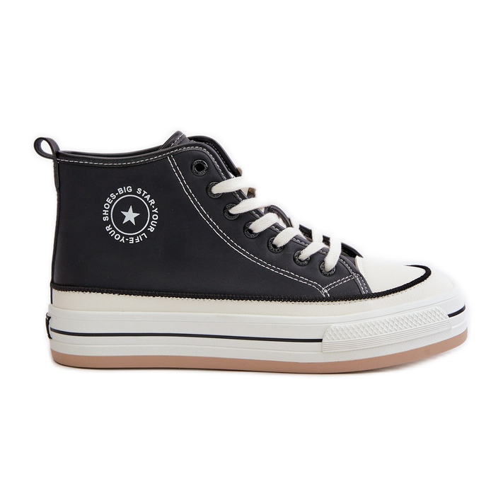 Szigetelt női cipők Eco bőr platformon Big Star OO274062 fekete