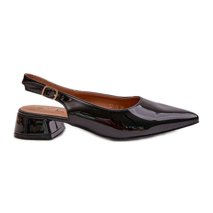 Patent fekete Anarinne alacsony sarkú balett lapos hegyes orrokkal