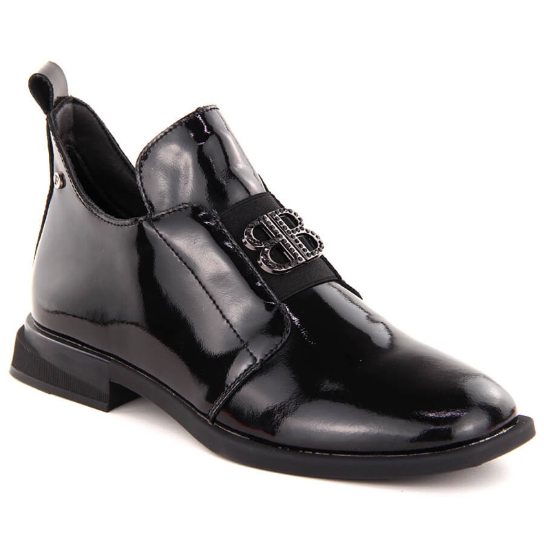 Női lakkbőr bokacsizma díszítéssel, fekete Filippo DBT4763