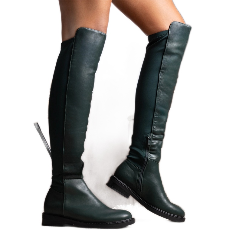 Polmapina öko bőrből készült hosszú zöld csizma