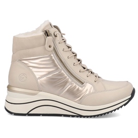 Női bőr szigetelt ékcsizma, bézs Remonte D0T72-60 Női bőr szigetelt ékcsizma, bézs Remonte D0T72-60