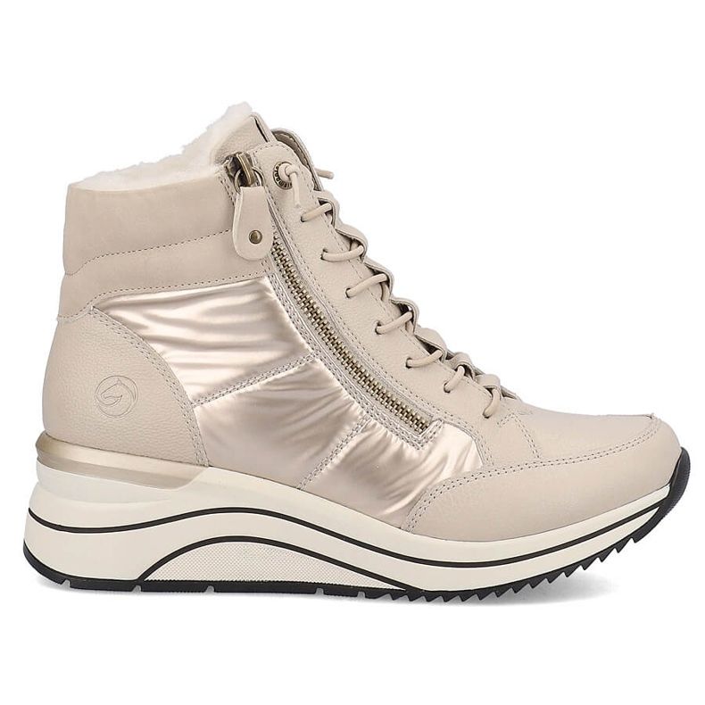 Női bőr szigetelt ékcsizma, bézs Remonte D0T72-60