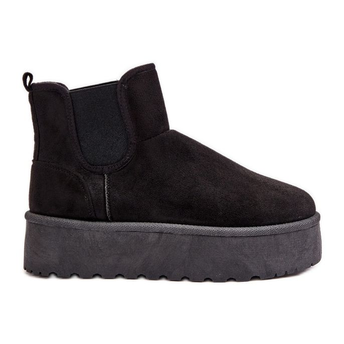 Női platform hócsizma elasztikus betétekkel, fekete Rialine