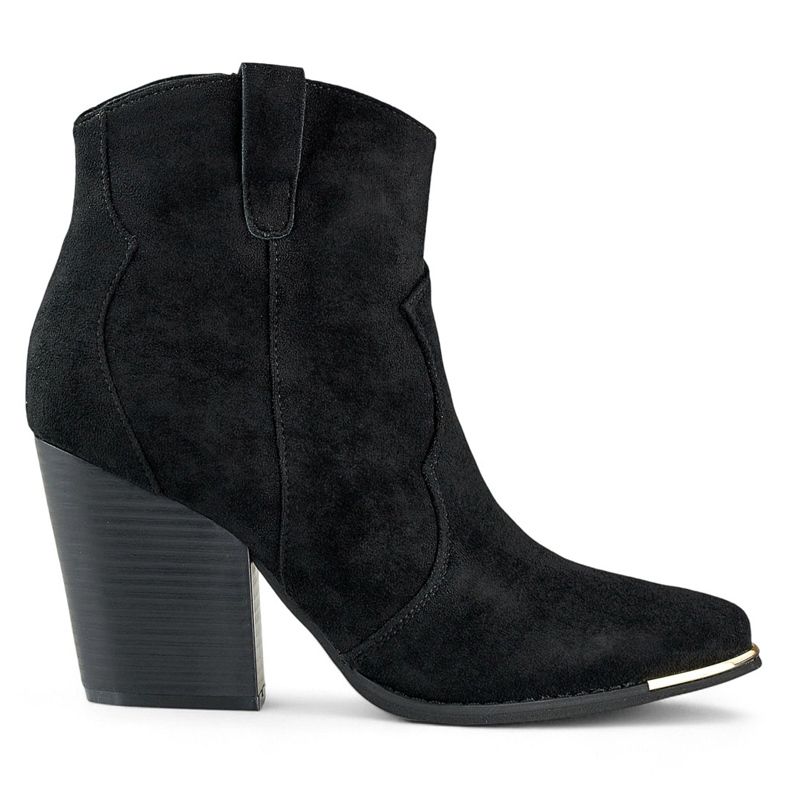 Fekete klasszikus női velúr cowboy csizma magas sarkúval