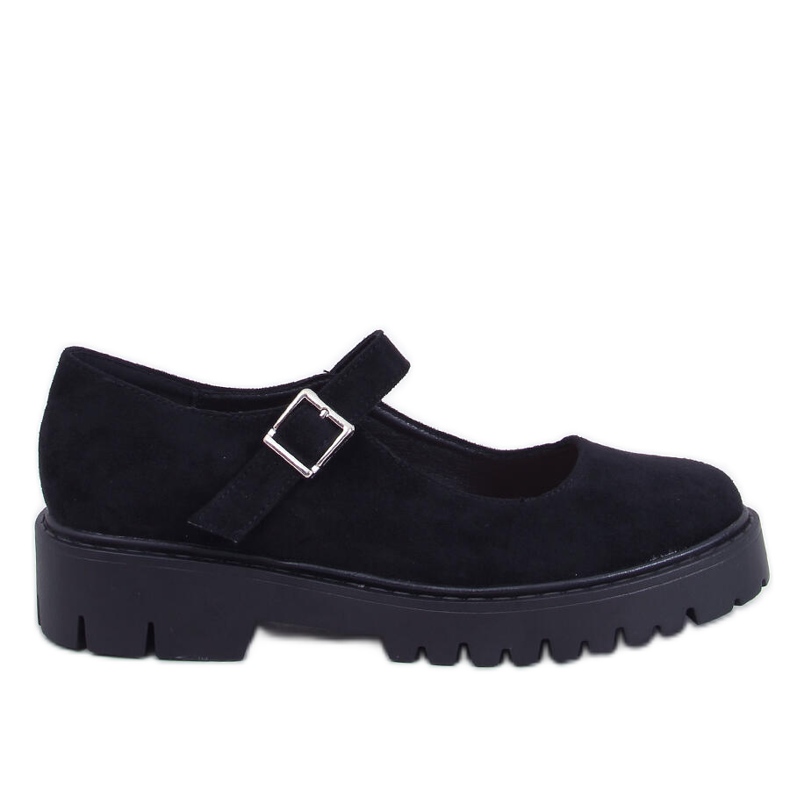 Holmess Black pántos platform balett lakások fekete