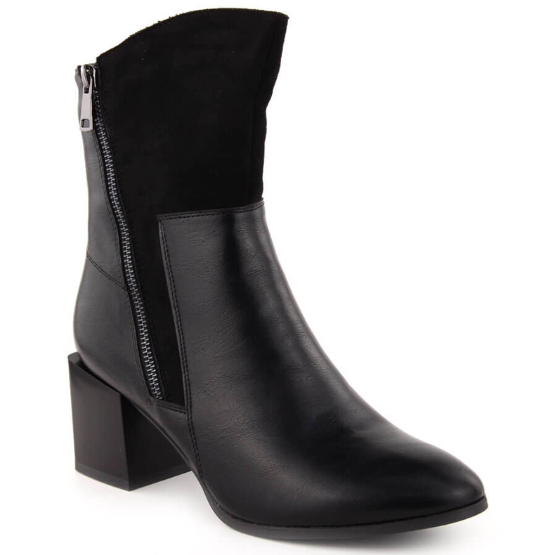 Női hőszigetelt magas sarkú csizma, fekete Jezzi ASA217-9