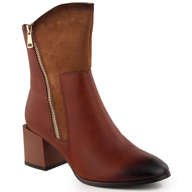 Női hőszigetelt barna magas sarkú bokacsizma Jezzi ASA217-9