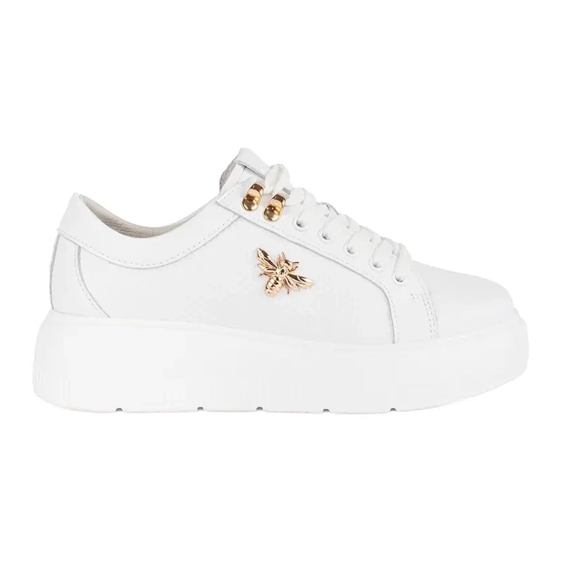 Bőr fehér platform tornacipő