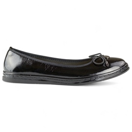 Női fekete lakkbalett lapos bőr talpbetéttel, kényelmes női cipő