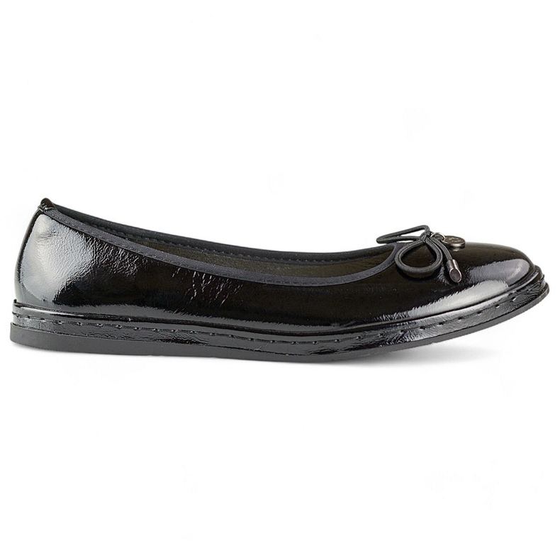 Női fekete lakkbalett lapos bőr talpbetéttel, kényelmes női cipő Női fekete lakkbalett lapos bőr talpbetéttel, kényelmes női cipő