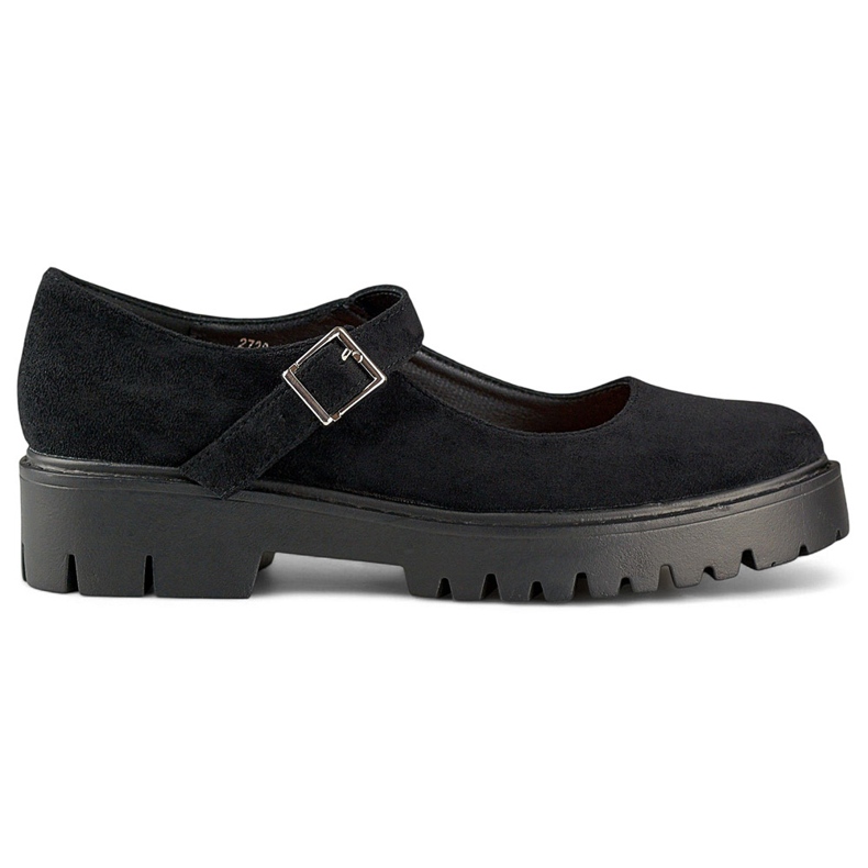 Női fekete velúr cipő csatos rögzítéssel
