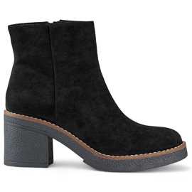 Fekete klasszikus női magas sarkú bokacsizma