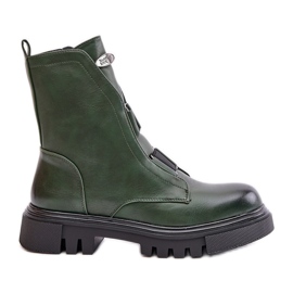 Hőszigetelt női munkáscsizma cipzárral, Eco bőr, zöld Mailyra Hőszigetelt női munkáscsizma cipzárral, Eco bőr, zöld Mailyra