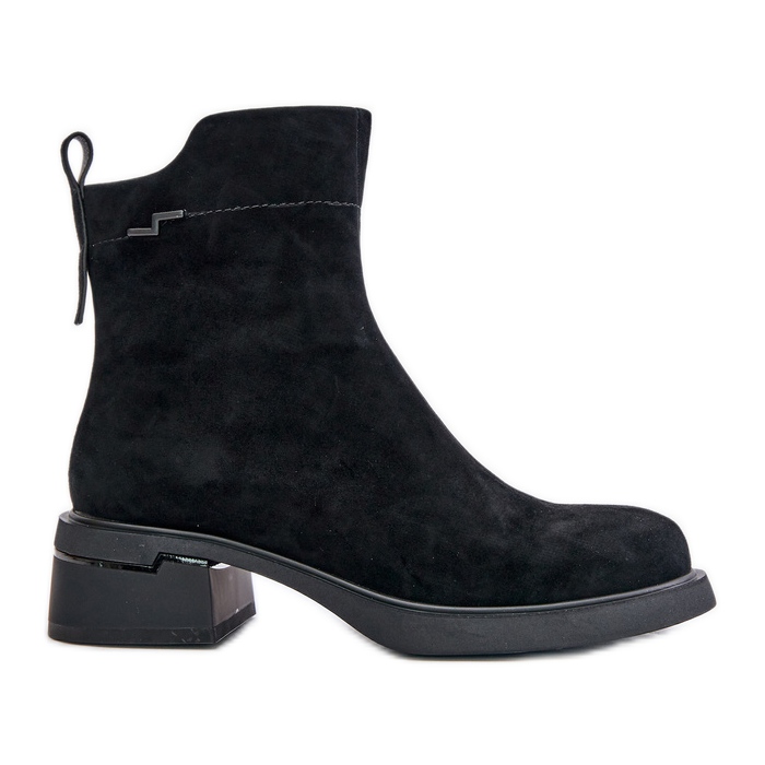 Szigetelt női csizma természetes velúrból, cipzárral, fekete Vinceza 66696