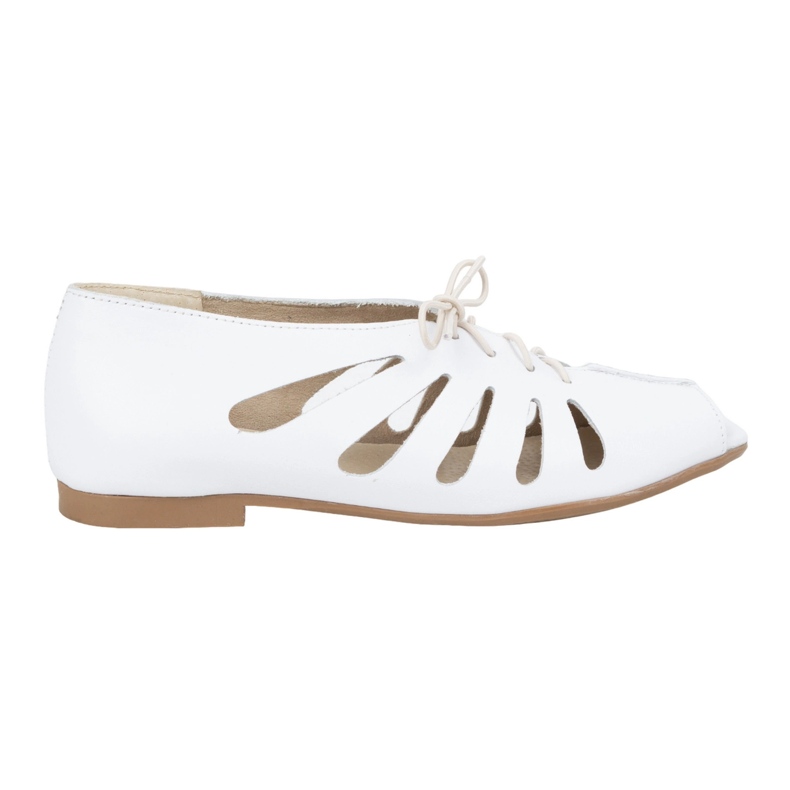 Exquisite Női bőr áttört balettlapos 1444EX fehér