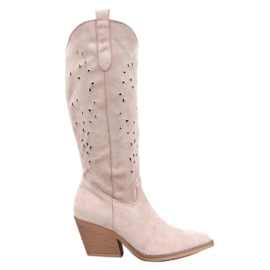 Corbins Bézs áttört cowboy csizma