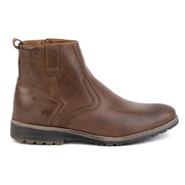 Olivier Férfi téli bőrcsizma 924K barna