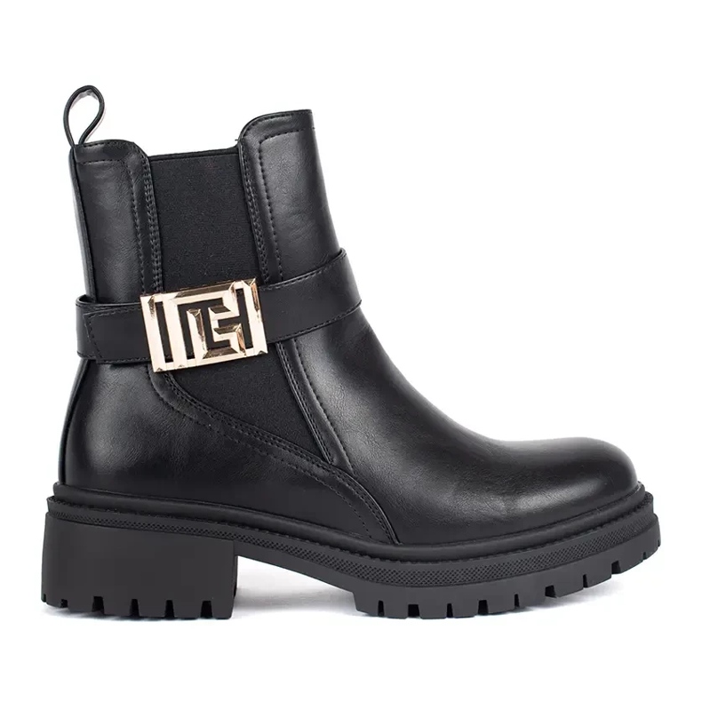 Seastar Fekete klasszikus bokacsizma dekoratív pánttal